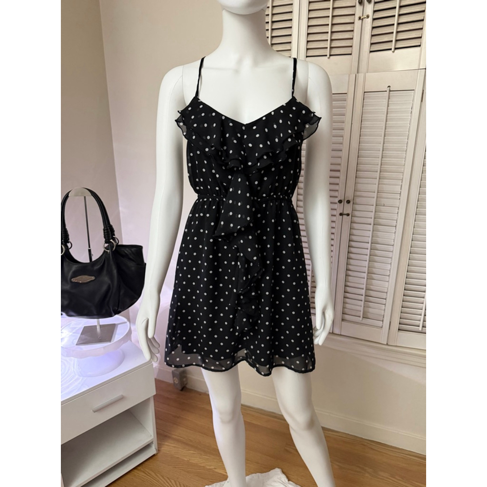 Eyelash Couture Black & White Polka Dot Mini Dress‎ S